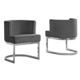thumbnail image 1 of Velvet Dark Gray Accent Chair with Silver Chrome Base - 1 Chair, 1 of 4
