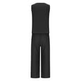 thumbnail image 4 of Scyoekwg 2 Piece Women Lounge Sets Fashion Round Neck Sleeveless Tops Elastic Waist Wide Legs Pants Casual Suit Sets (Black,S), 4 of 6
