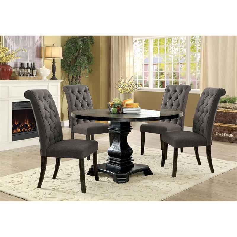 Wood Dining Table Set, Black Rustic Dining Table Set