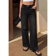 thumbnail image 2 of BTFBM Jeans for Women Summer High Waisted Button Straight Leg Stretchy Cropped Raw Hem Trendy Denim Pants Pockets, 2 of 7