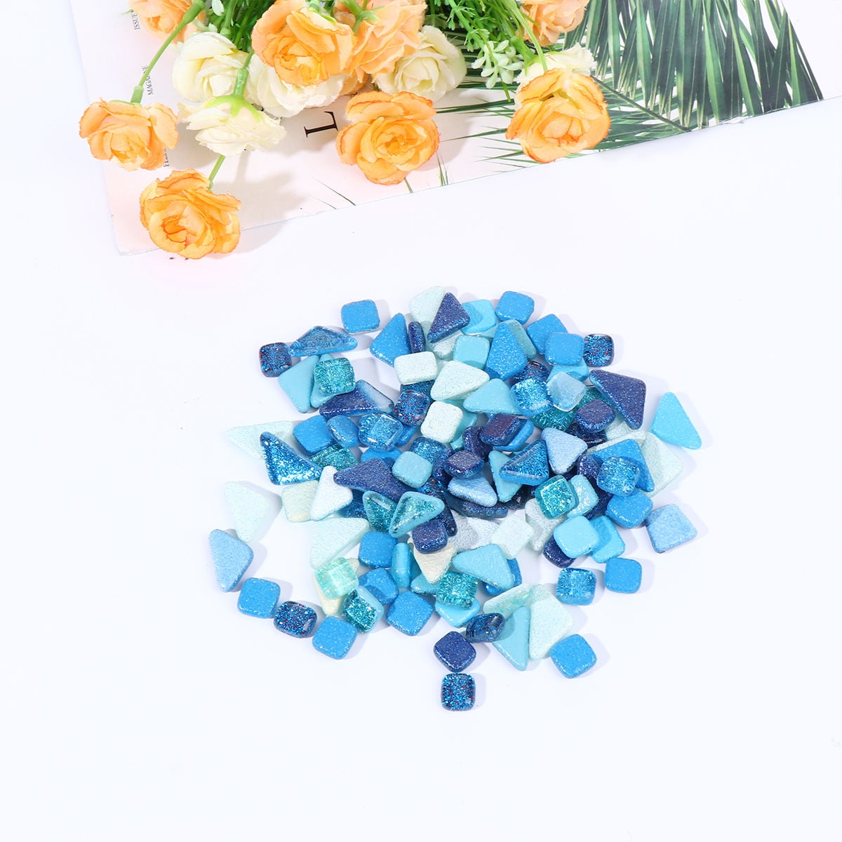WRISTBIQUE Decorative Tile Blue Crystal Glass For Craft Enthusiasts Home Decoration 1 Set