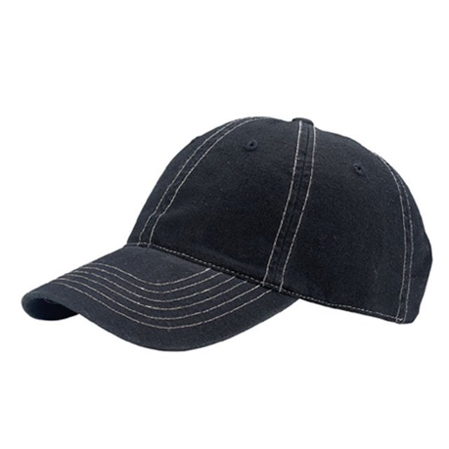 Contra cosiendo 6 paneles de algodón lavado de casquillo negro MC Gorra de béisbol