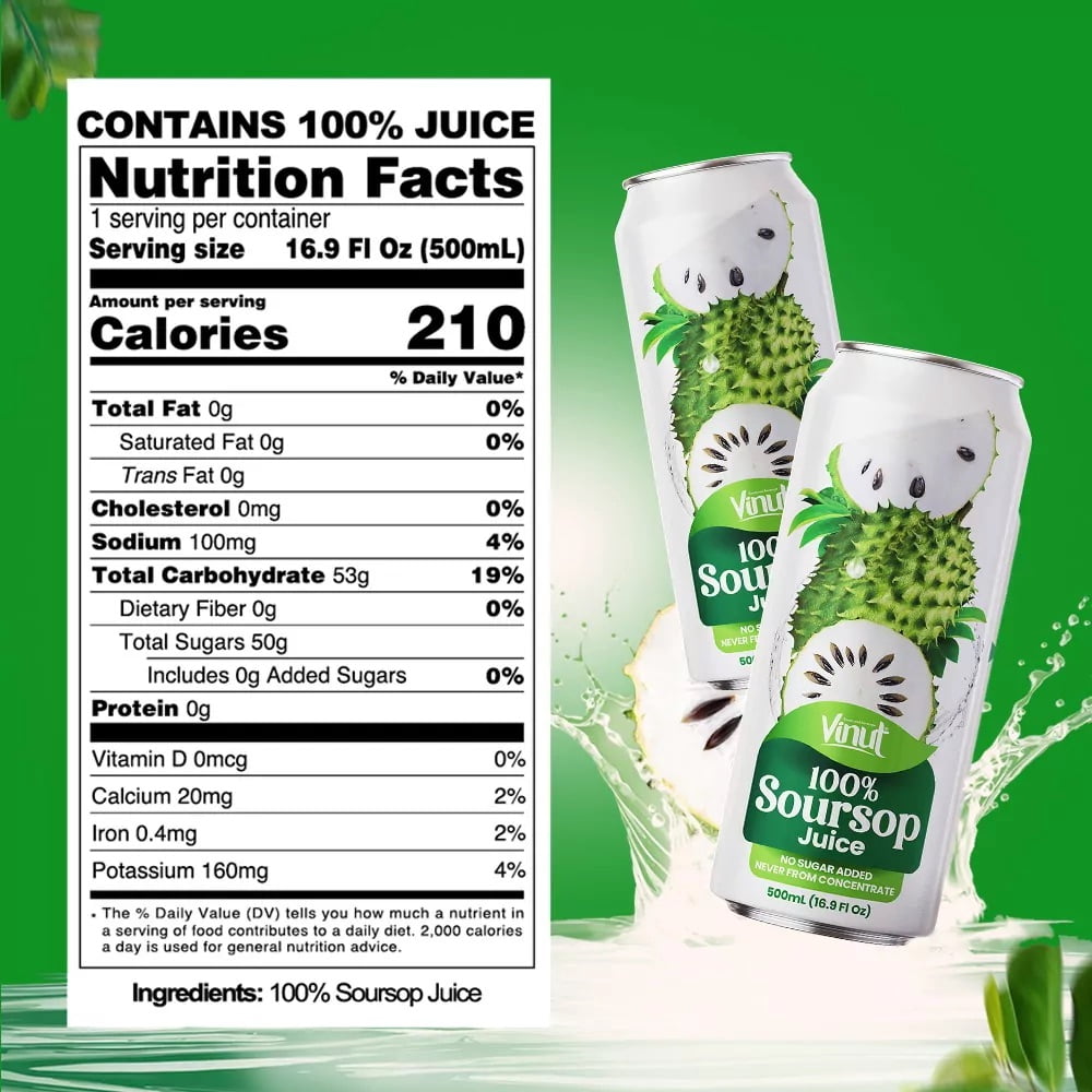 Vinut 16.9 fl oz 100% NFC Soursop Juice Drink (No Sugar Added)