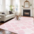 thumbnail image 2 of Rectangle Area Rugs 8 x 10 Ft, Pink Geometric Non-Slip Residential Carpet, Morocco Modern Simple Abstract Aesthetic Indoor Crawling Mats Runner Rugs for Living Room/Dining Room/Bedroom, 2 of 8