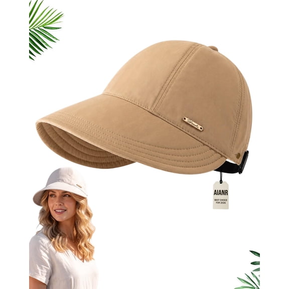 Women's Wide Brim Sun Visor Hat UPF 50 Adjustable Ponytail Cap for Summer