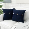 thumbnail image 6 of HWY 50 Navy Blue Decorative Throw Pillow Covers Set 16x16 inch, for Couch Sofa Bed, Solid Soft Cozy Chenille with Triple Button, Farmhouse Throw Pillows Cases Cushion Cover, Pack of 2, 6 of 6