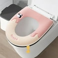 thumbnail image 2 of Qocolhg Bathroom Soft Thicker Warmer with Snaps Fixed Stretchable Washable Cloth Toilet Seat Cover Pads, Easy Installation& Cleaning, Clearance, Pink, 2 of 6
