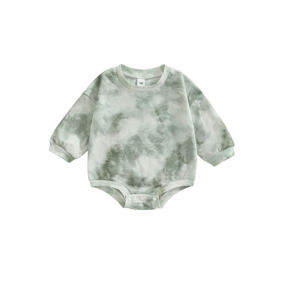 Douhoow Baby Autumn Casual Romper Boys Girls Tie Dye Print Long Sleeve O-neck Loose Jumpsuits
