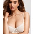 thumbnail image 2 of Delimira Women's Sheer Mesh Demi Bra Underwire Balconette, See Through, Plus Size, Soft, 2 of 3