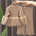 thumbnail image 3 of Fesfesfes Winter Girls Knitted Sweater Set 2 Piece Outfit Long Sleeve Top and Trousers Soft Comfortable Casual Party Wear for Toddler Children Cozy Winter Clothes(Khaki#1,2-3 Years), 3 of 3