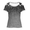 thumbnail image 5 of Yuwull Summer Tops Going Out Tops For Women Women'S New Short-Sleeved Off-The-Shoulder Cutout Casual Printed Ladies Tops And Blouses On ClearanceM, 5 of 5
