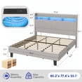 thumbnail image 6 of ANPOO King Size LED Corduroy Bed Frame with Charging Station, Wingback Platform Bed Frame with 55" Headboard, Upholstered Bed Frame No Box Spring Needed/Noise Free, 6 of 8