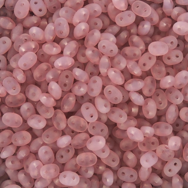 Czech Superduo Perles de Rocaille en Cristal à Deux Trous Super Duo 5x2.5mm Opale Rose Mat Tube de 24 Grammes