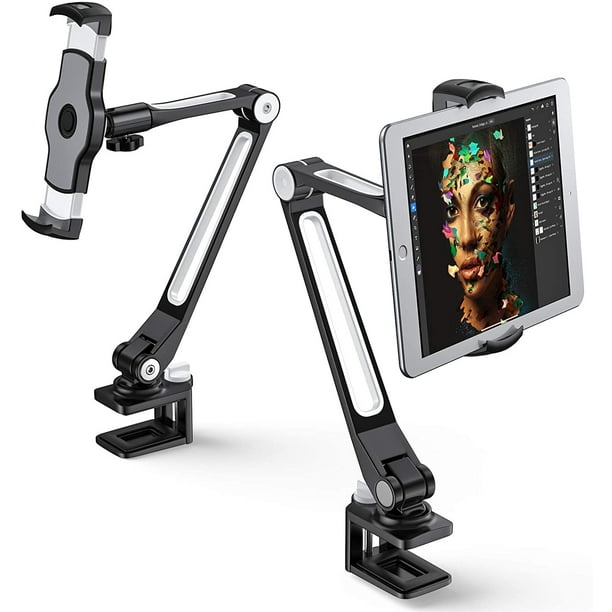 AboveTEK iPad Stand Holder, Aluminum Long Arm Tablet Mount, 360° Swivel Tablet Phone Holder
