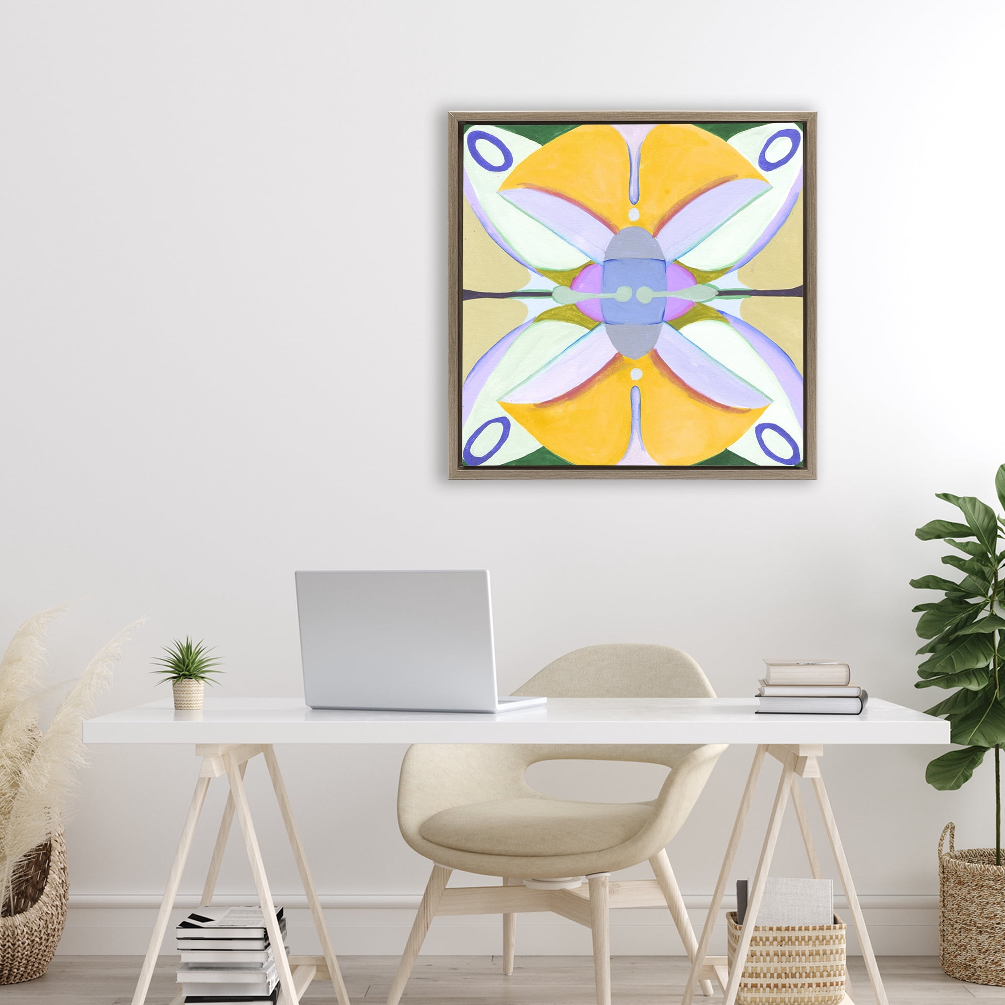 Stupell Industries Warm Revival Kaleidoscope Brown Framed Floater Canvas Wall Art, design by Melissa Wang