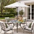 thumbnail image 2 of Round Outdoor Tablecloth with Umbrella Hole and Zipper, Yellow Sunflower Tablecloth with Elastic Waterproof, Bee Wooden Grain Country Farmhouse Patio Table Covers for 31" - 35" Picnic Pool Tables, 2 of 9