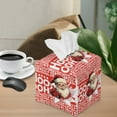 thumbnail image 2 of ZIATUBLE Christmas Santa Claus Square Tissue Box Cover Leather Tissue Box Holder with Snap Button Tissue Box Covers Pack Waterproof Napkin Organizer Dispenser Accessories Decor, 2 of 7