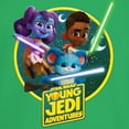 thumbnail image 2 of Junior's Star Wars: Young Jedi Adventures Lightsaber Group Logo Graphic Tee Kelly Green X Large, 2 of 3