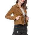 thumbnail image 5 of INSPIRE CHIC Women's Motorcycle Jacket Faux Suede Solid Color Asymmetric Zipper Jacket XL Khaki, 5 of 9