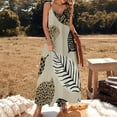 thumbnail image 3 of Beige Background Leaf Animal Print Sleeveless Dress Loose Women's Dress Dresses Luxury Evening Dresses, 3 of 9