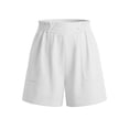 thumbnail image 6 of Bloomae Shorts for Women with Pockets Summer Casual Elastic High Waisted Wide Leg Cute Dressy Beach Shorts Trendy Holiday Vacation Beach Clothes White XXL, 6 of 7