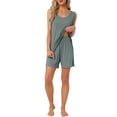 thumbnail image 2 of INSPIRE CHIC Womens Lounge Set Cotton Sleeveless Pajama Set Tank Top Shorts Soft Sleepwear PJ Set S Green, 2 of 6