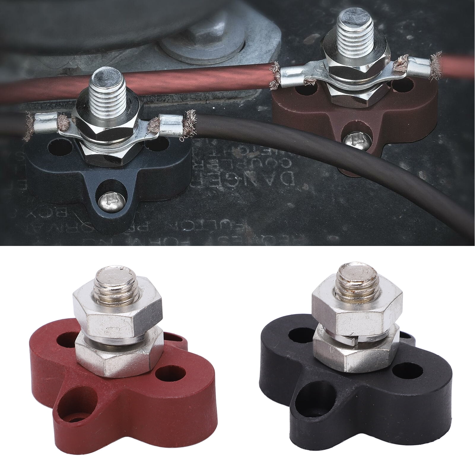 Octpeak 2pcs M10 Battery Power Junction Post Block Insulated Metal Terminal Stud DC48V Maximum For Cars RVs ATVs,Battery Terminals Blocks,Power Distribution Junction Block