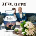 thumbnail image 4 of JAGASY Pig Memorial Small Urn for Ashes for Women, Blue Keepsake Urns for Human Ashes, Wild Boar Decorative Urns for Parents, Handmade Cremation Urn for Mother & Father, (3 Inch), 4 of 7