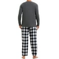 thumbnail image 3 of INSPIRAR CHIC Conjunto de Pijamas de Dos Piezas de Manga Larga de Color Sólido para Hombre con Patrón de Cuadros 2XL Negro Blanco, 3 of 5