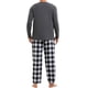 thumbnail image 3 of INSPIRAR CHIC Conjunto de Pijamas de Dos Piezas de Manga Larga de Color Sólido para Hombre con Patrón de Cuadros 2XL Negro Blanco, 3 of 5
