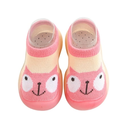 

Harsuny Infant Socks Slipper Rubber Sole First Walker Shoes Cartoon Crib Shoe Indoor Breathable Lightweight Floor Slippers Prewalker Sock Pink 5C
