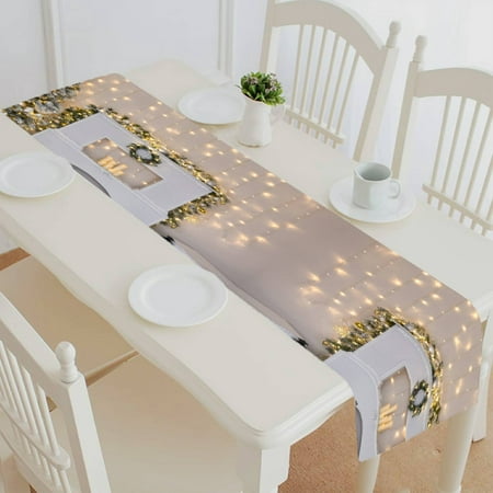 

ECZJNT Christmas Christmas tree candles and fireplaces table runner table cloth tea table cloth 16x72 Inch
