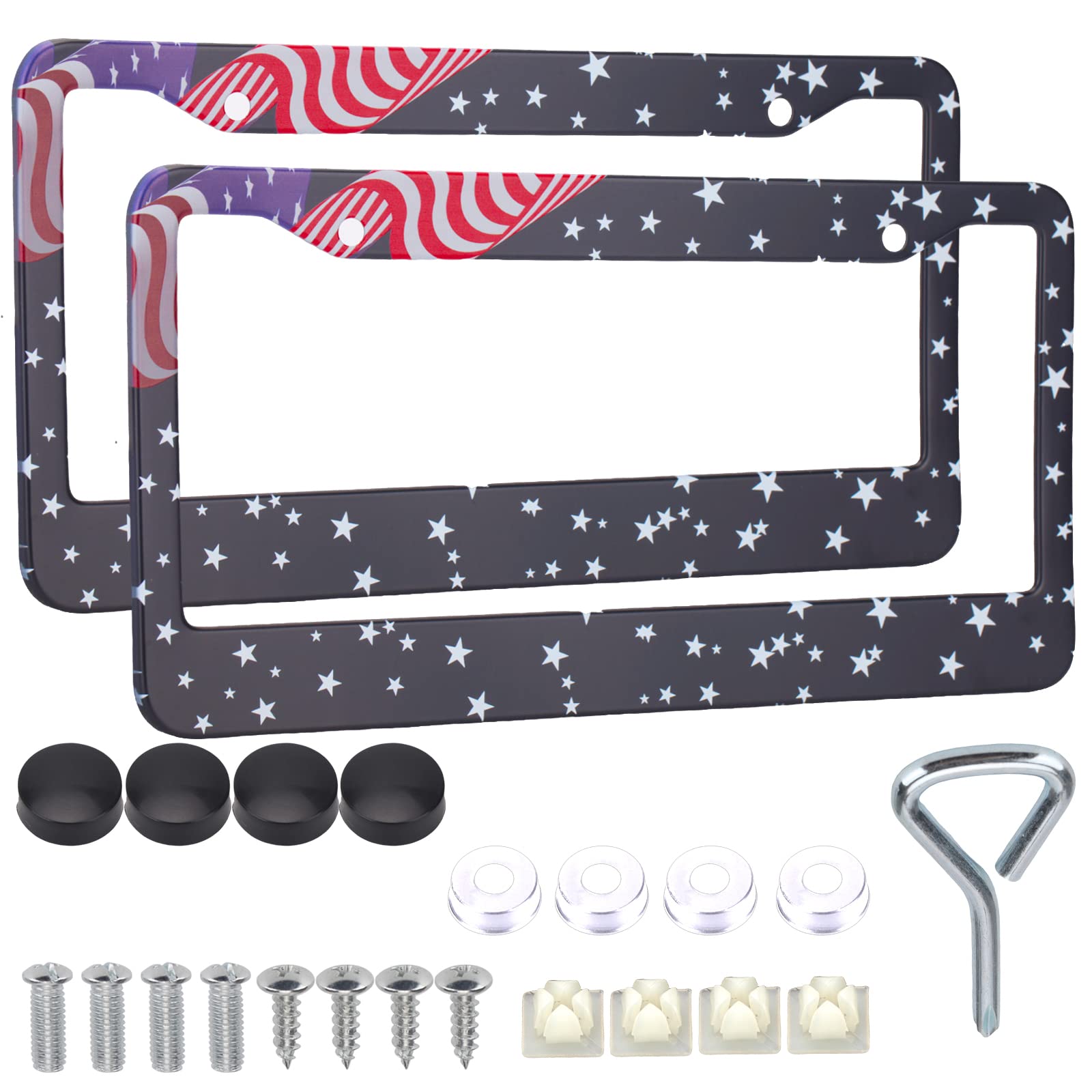 License Plate Frames 2 Pack America Flag Car Licence Plate Holders