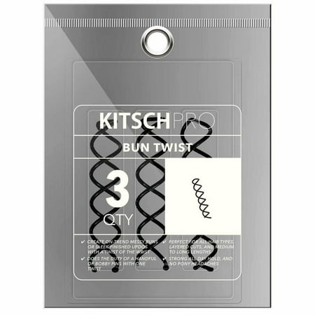Kitsch Pro Bun Twist - Spiral Hair Barrette - Ponytail Holder Pin - 3 Count (Black)