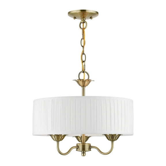 41773-01-Livex Lighting-Edinburgh - 3 Light Pendant In Transitional Style-14 Inches Tall and 16 Inches Wide-Antique Brass Finish    -Traditional