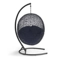 thumbnail image 5 of Modway Encase Modern Rattan/Fabric Outdoor Swing Chair with Stand in Black/Navy, 5 of 9