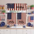 thumbnail image 2 of Independence Day Kitchen Curtains Valances 3 Piece Set, U.S. Flag Themed Five-Pointed Star Old Glory Rod Pocket Tier Curtain and Valance Drapes for Small Window 36 Inch Length for Bedroom Cafe, 2 of 9