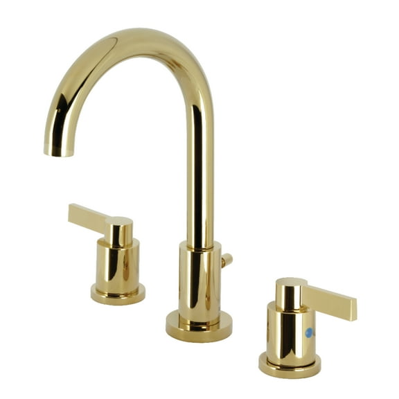 Kingston Brass FSC8922NDL NuvoFusion Widespread Bathroom Faucet with Brass Pop-Up, Polished Brass