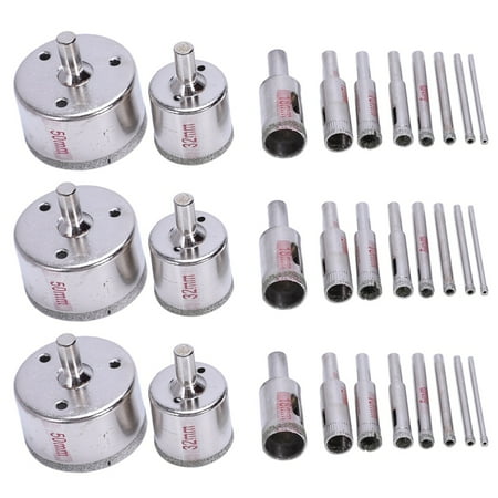 

30Pcs Diamond 3-50mm Drill Bit Saw Set Tile Ceramic Glass Cutter