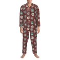 thumbnail image 3 of Fuzoiu Mountain Adventure Badges Print Men's Long-Sleeved Pajama,Lounge Button Down Nightwear,Mens Notch Collar Pajama Set -XX-Large, 3 of 7
