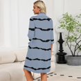 thumbnail image 7 of Zipper Robes for Women Lightweight Loose Fit Summer Bathrobes for Women Zipper Front 3/4 Length Sleeve Knee Length Striped Casual Sleepwear Nightgown with Pockets Blue S, 7 of 7