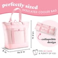 thumbnail image 2 of Fit + Fresh Insulated Grocery Tote Bag, Large Leak-Resistant Reusable Cooler, Pink Gingham, 2 of 6