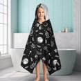 thumbnail image 6 of Black White Moon Leaf Flower Eye Pattern Hooded Bath Towel，60"x35" for Ages 3 To 12 Kids, Quick Dry Lightweight Soft Microfiber Hood Beach Towel Cover Up for Kids, 6 of 7