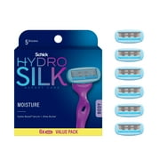 Schick Hydro Silk Moisture Razor Blade Refills, 6 ct, 5-Blade Moisturizing Razors for Women