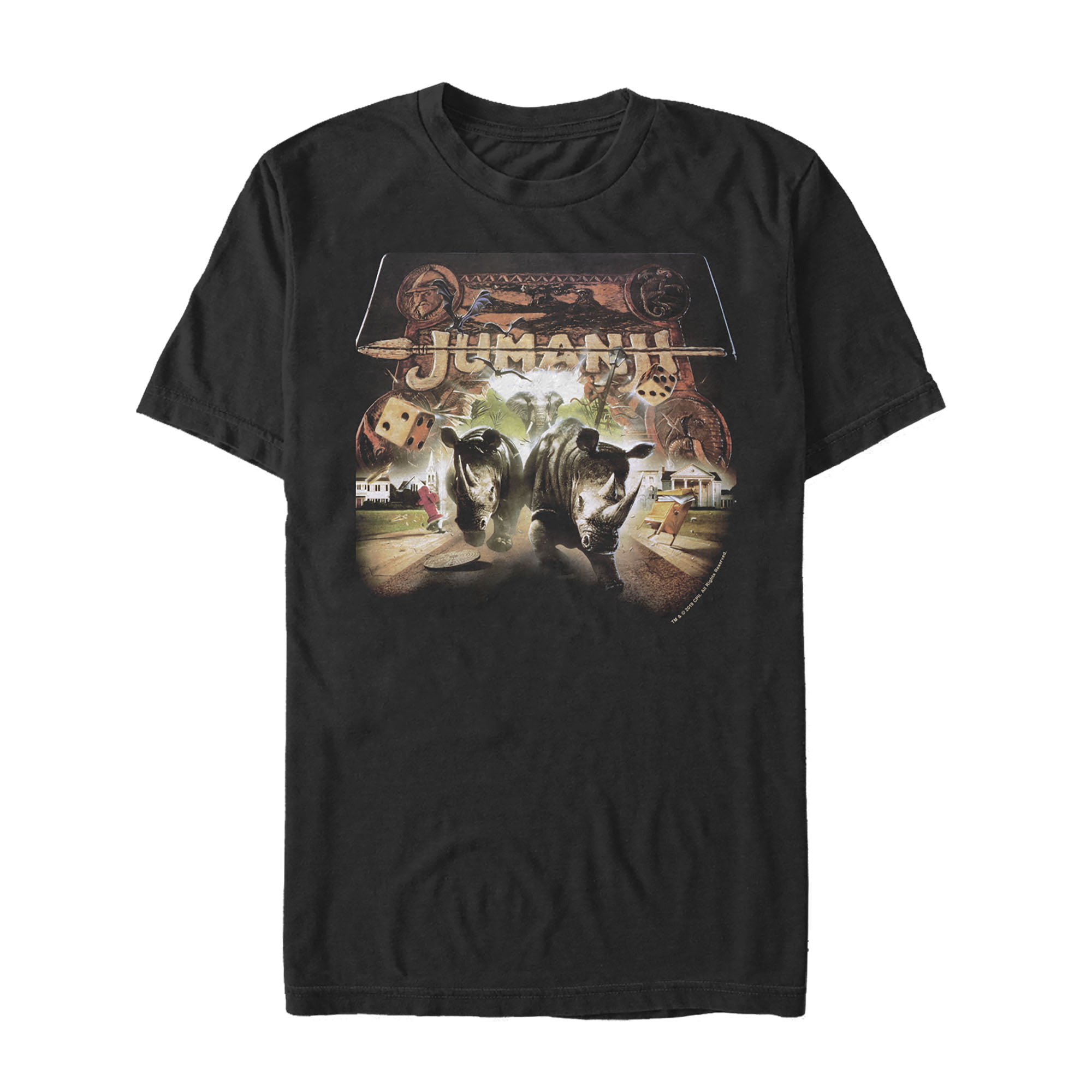 Jumanji - Men's Jumanji Rhino Stampede Poster T-Shirt Black - Walmart ...