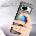 thumbnail image 6 of Carbon Fiber Patterned Case for Google Pixel 8, Wallet case with [360°Rotation Ring Kickstand] Credit Card Holder,PU Leather Shockproof Cover Women Men for Google Pixel 8, Green, 6 of 8