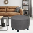 thumbnail image 5 of Round Ottoman Slipcover Ottoman Covers Slipcover Footstool Protector Covers Storage Stool Ottoman Covers Stretch Furniture Protector Machine Washable Gray, 5 of 7