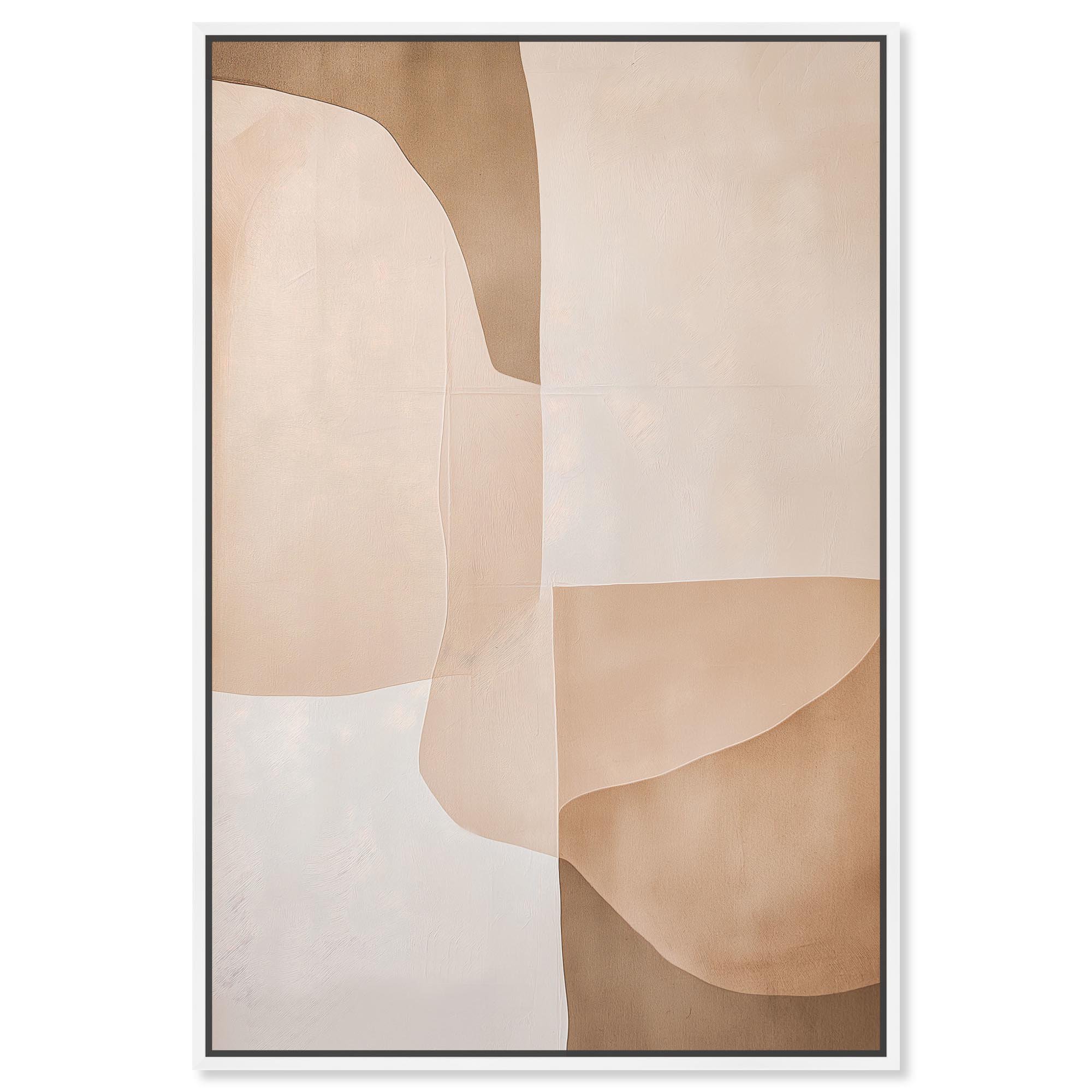 Forms in Beige II Canvas Boho Geometric Art by Art Remedy White Frame 16 x 24
