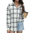 thumbnail image 2 of Fantaslook Womens Plaid Shirts Flannel Shacket Jacket Long Sleeve Button Down Shirts Blouses Tops, 2 of 9