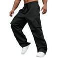 thumbnail image 4 of Men's Summer Cargo Trousers - Lightweight Elastic Waist Baggy Work Pants with Multiple Pockets, Regular Fit for Outdoor/Work/Leisure - Polyester, 4 of 6